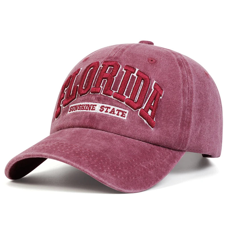 Florida Sunshine State Dad Hat - Wine Red