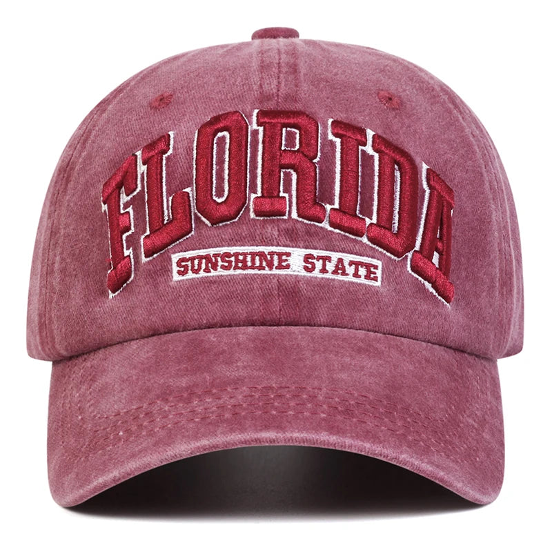Florida Sunshine State Dad Hat - Wine Red